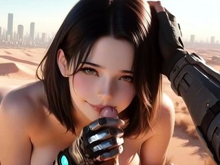 Cyber vixen takes hard cock deep in the dunes (AI Porn)