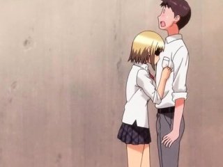 Hentai chick rubs cock with her big tits