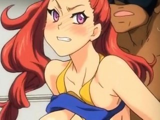Big breasted anime girl stripped naked for gangbang fuck